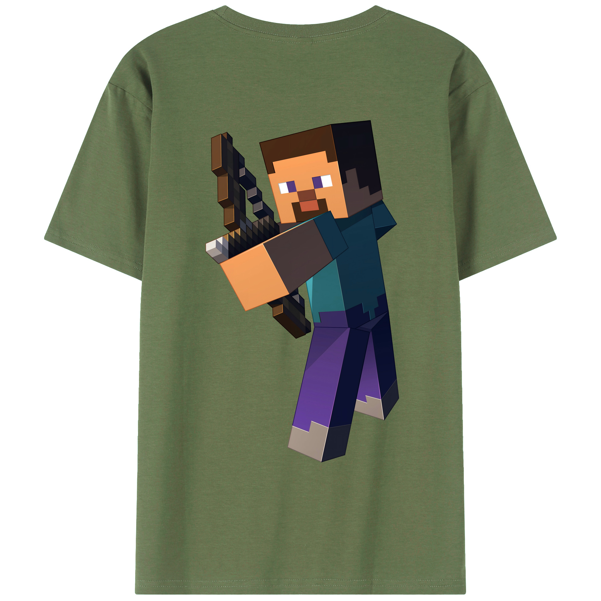 （画像用） マインクラフト ブロックの世界 Minecraft MC Block world 綿100％ メンズ半袖Tシャツ（バックプリント） 通気性